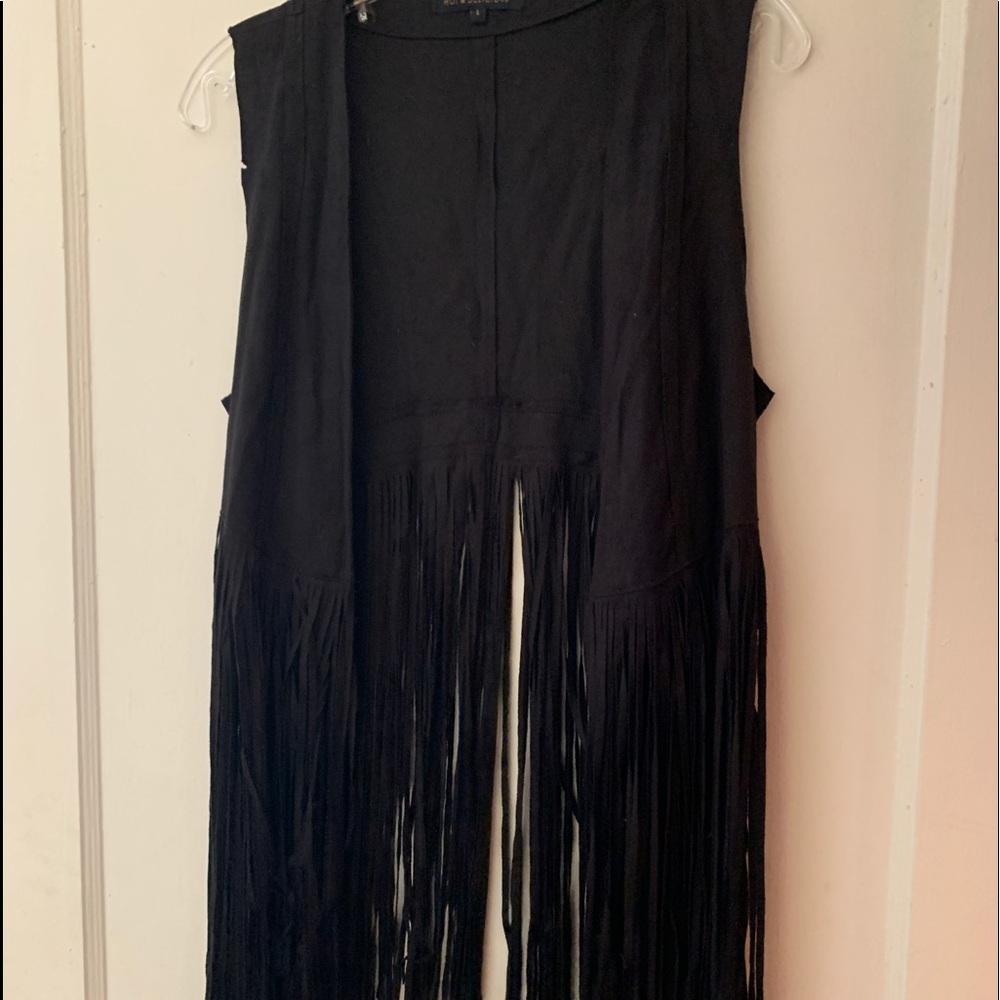 Black Suede fringe vest